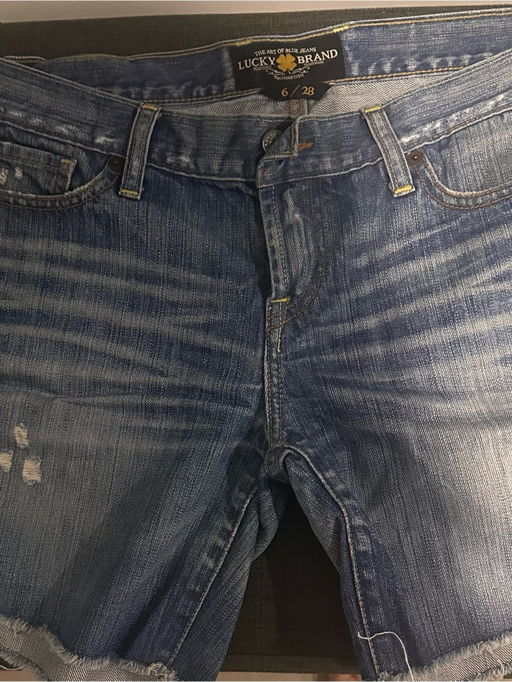 Lucky Brand Blue Washed Distressed Denim Shorts